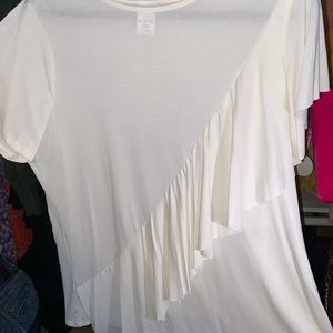 White ruffled blouse